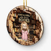 A Girl Who Finds Magic In Books - Personalized Custom Ornament - Ceramic Round Shaped - Christmas Gift For Book Lovers
