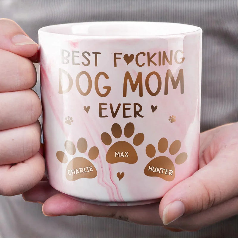 Custom Name Dog Mom Gifts - Personalized Marble Mug