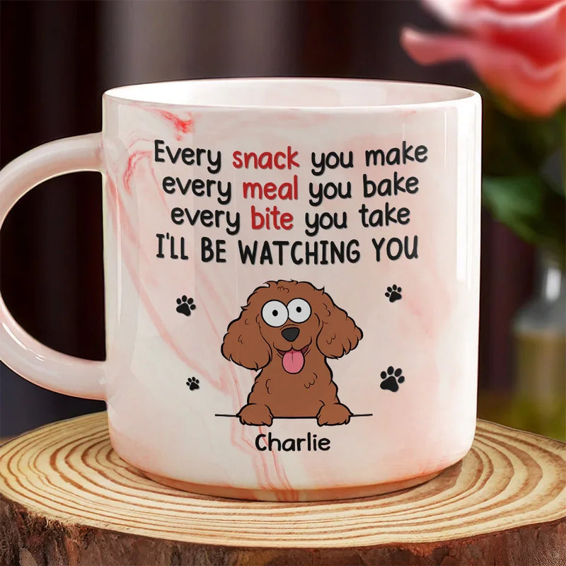 I'll Be Watching You - Dog Personalized Custom Marble Mug - Christmas Gift For Pet Owners, Pet Lovers