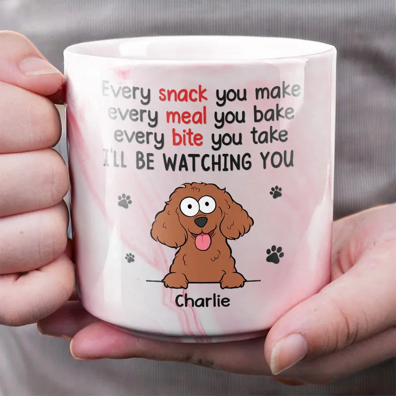 I'll Be Watching You - Dog Personalized Custom Marble Mug - Christmas Gift For Pet Owners, Pet Lovers