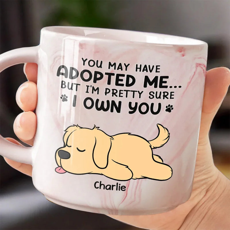 Custom Name Funny Dog Adoption Gifts - Personalized Marble Mug