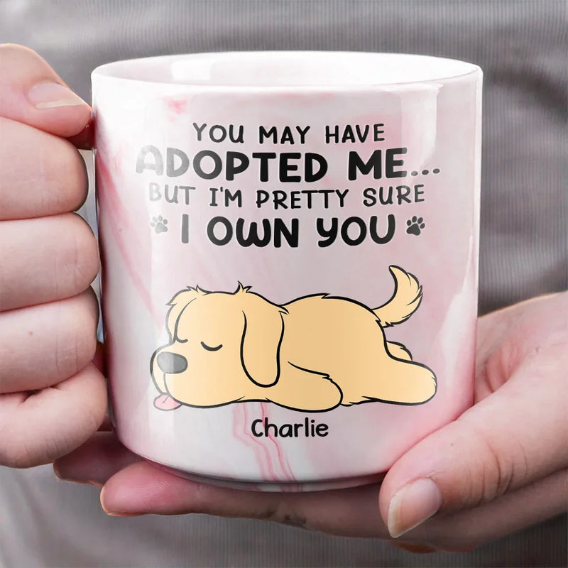 Custom Name Funny Dog Adoption Gifts - Personalized Marble Mug