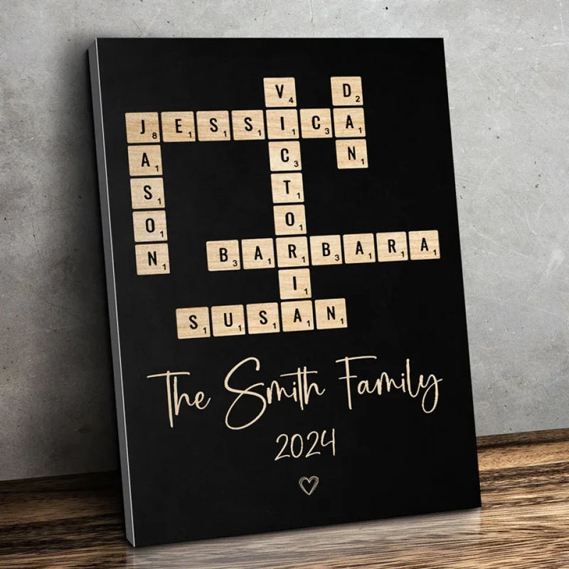 Custom Family Name Scrabble Gifts - Personalized Canvas