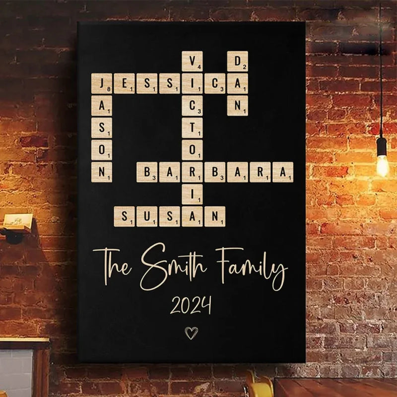 Custom Family Name Scrabble Gifts - Personalized Canvas