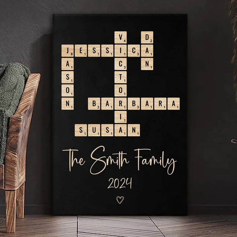 Custom Family Name Scrabble Gifts - Personalized Canvas