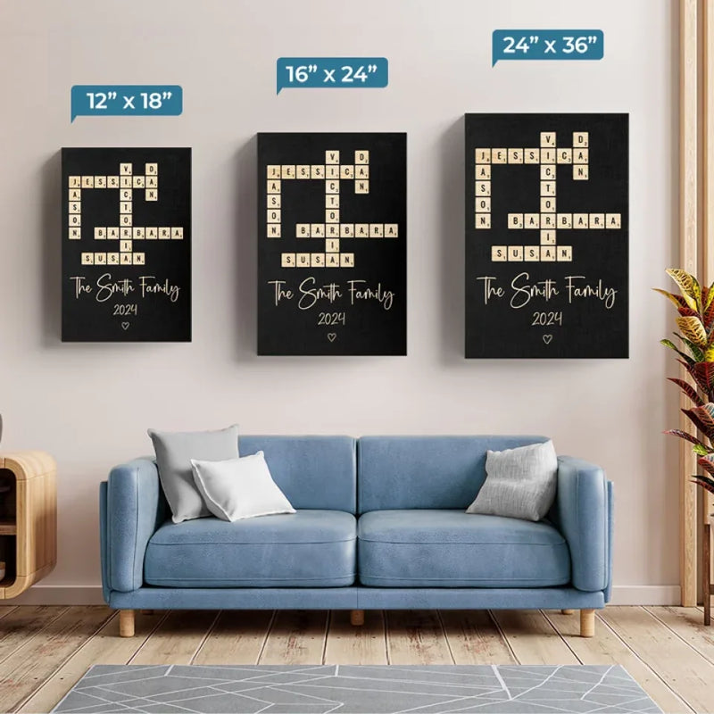 Custom Family Name Scrabble Gifts - Personalized Canvas
