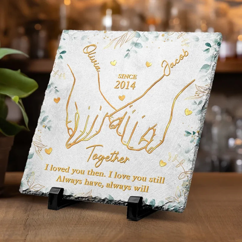 I Love You Forever And Always - Couple Personalized Custom Square Shaped Stone With Stand - Christmas Gift For Husband Wife, Anniversary, First Christmas