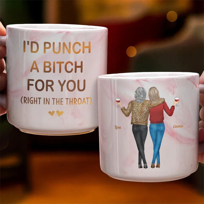 Our Friendship Knows No Distance - Bestie Personalized Custom Marble Mug - Christmas Gift For Best Friends, BFF, Sisters