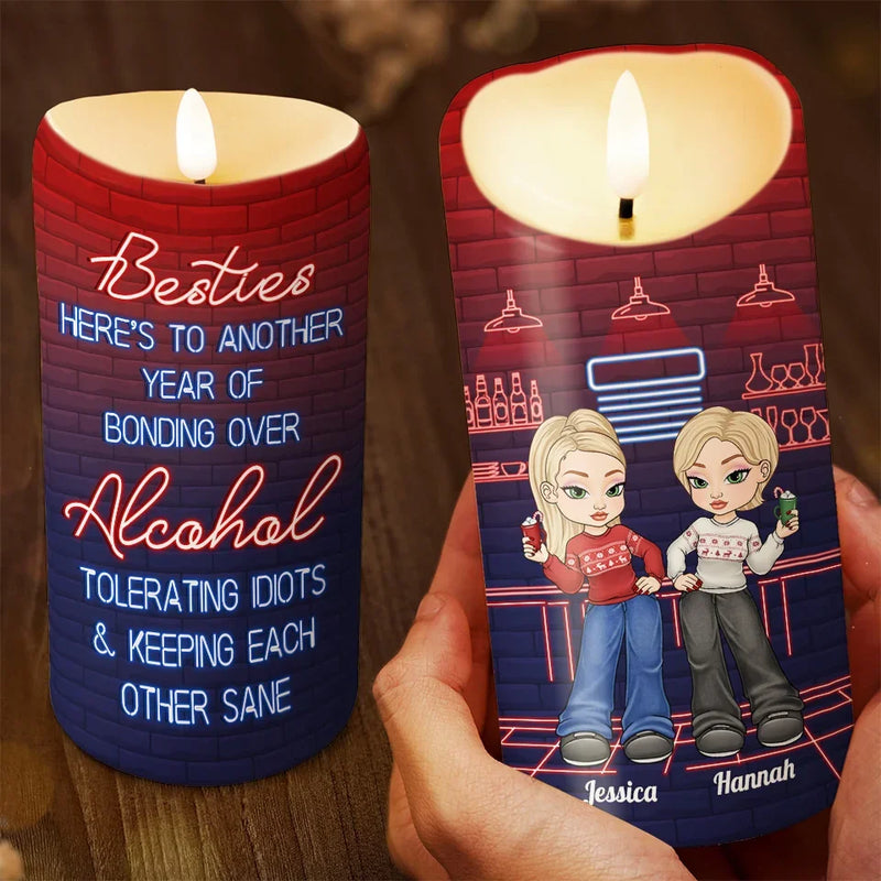 Life Is Better With Friends - Bestie Personalized Custom LED Candle - Christmas Gift For Best Friends, BFF, Sisters
