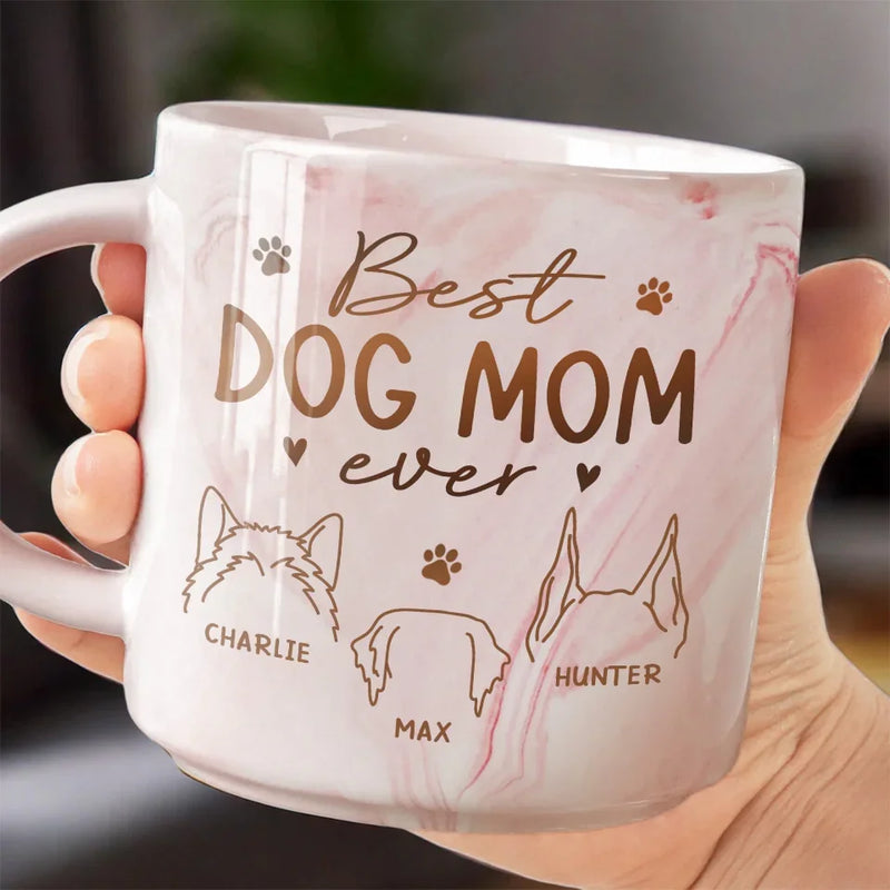 Best Fur Mom Ever - Dog & Cat Personalized Custom Marble Mug - Christmas Gift For Pet Owners, Pet Lovers