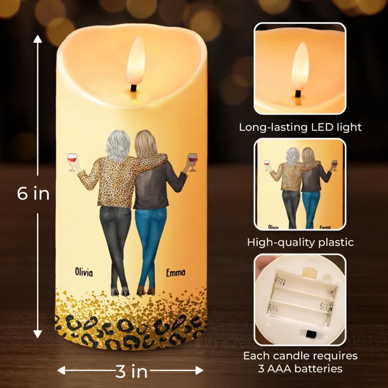Cheers To Holiday Memories With My Besties - Bestie Personalized Custom LED Candle - Christmas Gift For Best Friends, BFF, Sisters