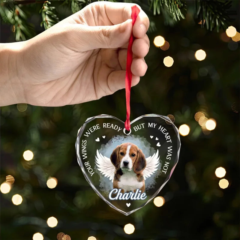 Custom Photo Always By Our Side - Memorial Personalized Custom Heart Glass Ornament - Sympathy Gift, Christmas Gift For Pet Owners, Pet Lovers