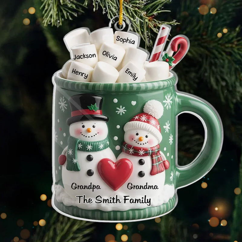 Their Hugs Are The Coziest Gifts Under The Tree - Family Personalized Custom Ornament - Acrylic Custom Shaped - Christmas Gift For Grandma, Grandpa