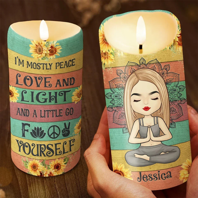 Custom Name Peace Love Light Gifts for Women - Personalized LED Candle