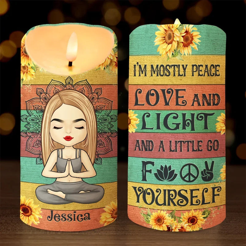 Custom Name Peace Love Light Gifts for Women - Personalized LED Candle
