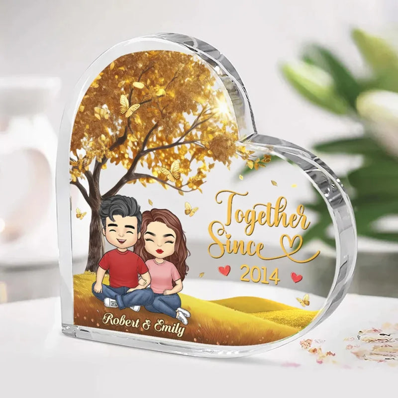 Love Is Best Shared As A Couple
 - Couple Personalized Custom Heart Shaped Acrylic Plaque - Christmas Gift For Husband Wife, Anniversary