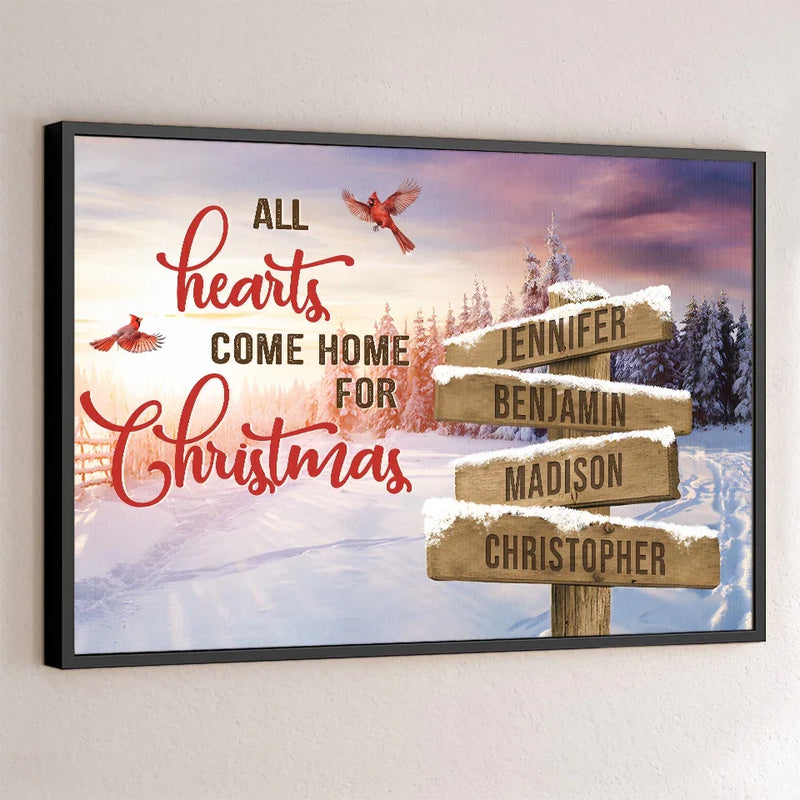 All Hearts Come Home For Christmas - Family Personalized Custom Horizontal Poster - Christmas Gift For Family Members