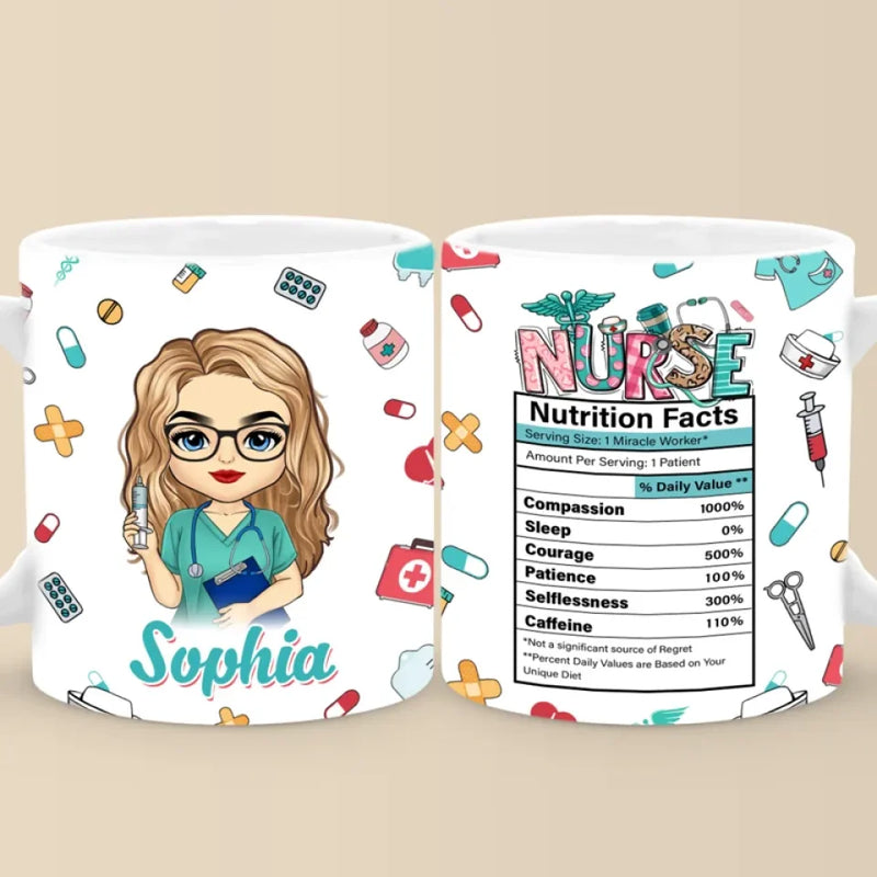 Custom Name Nurse Nutrition Facts Gifts - Personalized Mugs