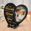 Custom Photo Every Day I'm With You, I Love You More - Couple Personalized Custom Heart Shaped Stone With Stand - Christmas Gift For Husband Wife, Anniversary, First Christmas