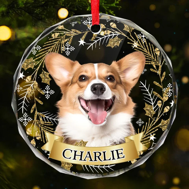 Custom Pet Name Christmas Gifts for Dog Lovers - Personalized Glass Ornament