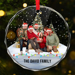 Custom Family Photo Christmas Gifts - Personalized Glass Ornament