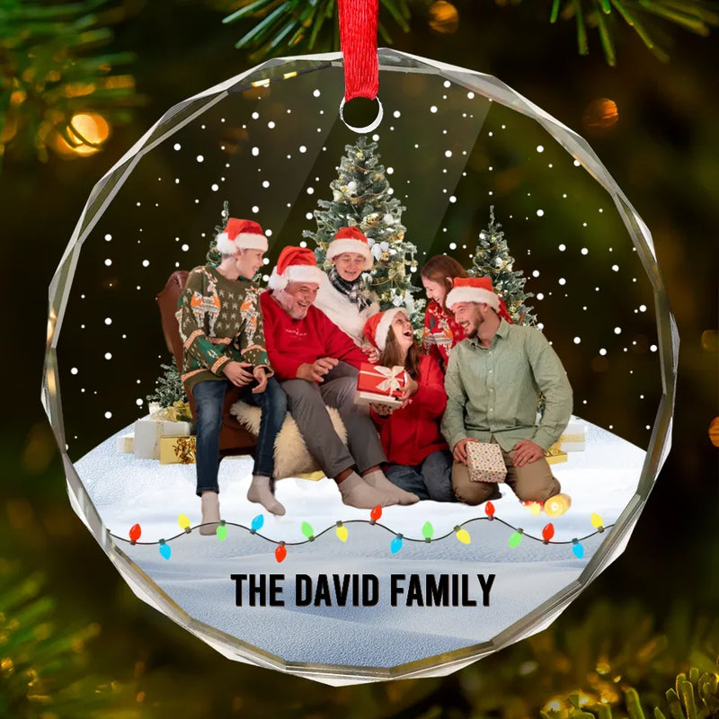 Custom Family Photo Christmas Gifts - Personalized Glass Ornament
