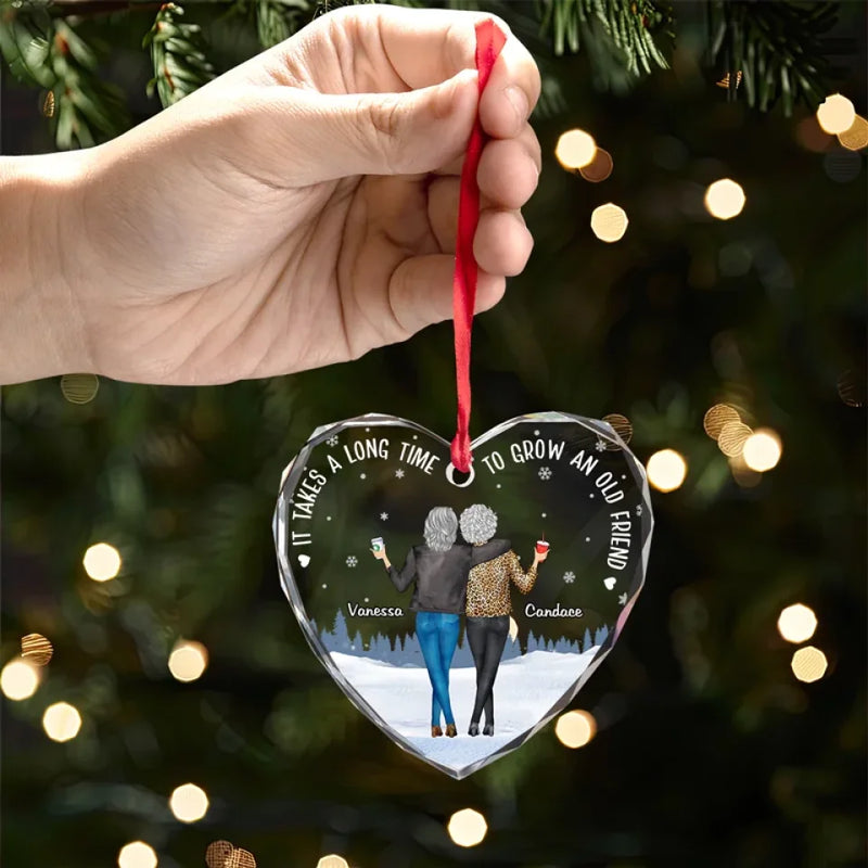 Friends Are The Siblings God Never Gave Us - Bestie Personalized Custom Heart Glass Ornament - Christmas Gift For Best Friends, BFF, Sisters