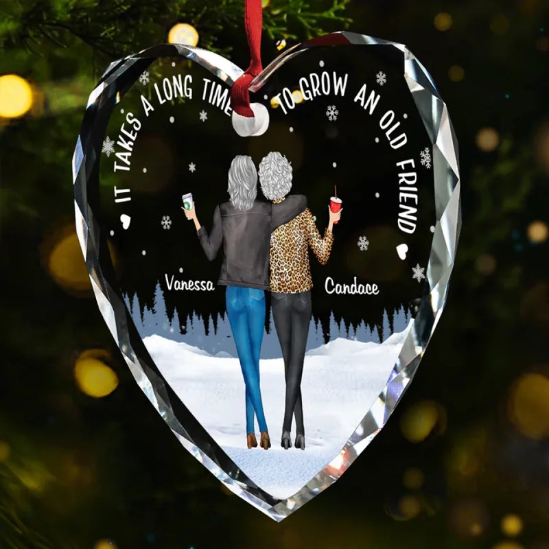 Friends Are The Siblings God Never Gave Us - Bestie Personalized Custom Heart Glass Ornament - Christmas Gift For Best Friends, BFF, Sisters