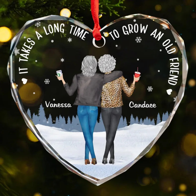 Friends Are The Siblings God Never Gave Us - Bestie Personalized Custom Heart Glass Ornament - Christmas Gift For Best Friends, BFF, Sisters