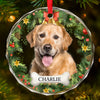 Custom Photo A Dog Wags Its Tail With Its Heart - Dog & Cat Personalized Custom Circle Glass Ornament - Christmas Gift For Pet Owners, Pet Lovers
