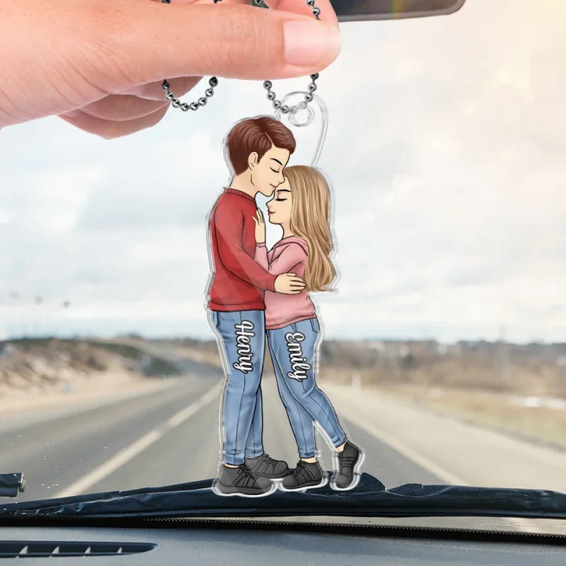 Love Is A Journey Best Traveled Together - Couple Personalized Custom Car Ornament - Acrylic Custom Shaped - Gift For Husband Wife, Anniversary