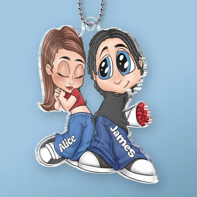 Partners In Crime And Love - Couple Personalized Custom Car Ornament - Acrylic Custom Shaped - Gift For Husband Wife, Anniversary