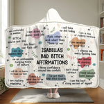 Custom Name Bad Bitch Affirmation Gifts for Women - Personalized Snuggle Blanket