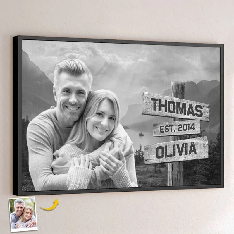 Custom Photo Couple Gifts With Names and Year - Personalized Poster