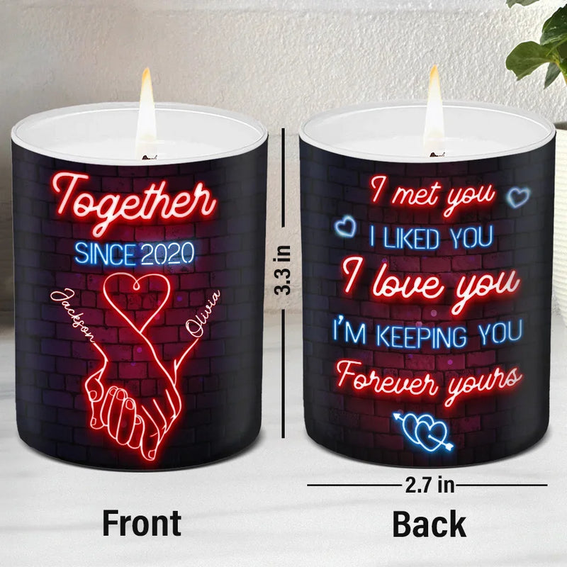 I'm Keeping You Forever Yours - Couple Personalized Custom Smokeless Scented Candle - Christmas Gift For Husband Wife, Anniversary
