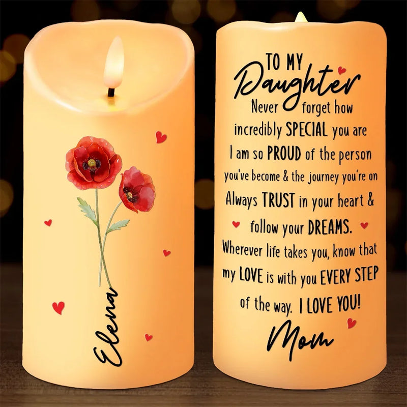 Always Trust In Your Heart And Follow Your Dreams - Family Personalized Custom LED Candle - Christmas Gift For Son, Daughter, Grandson, Granddaughter