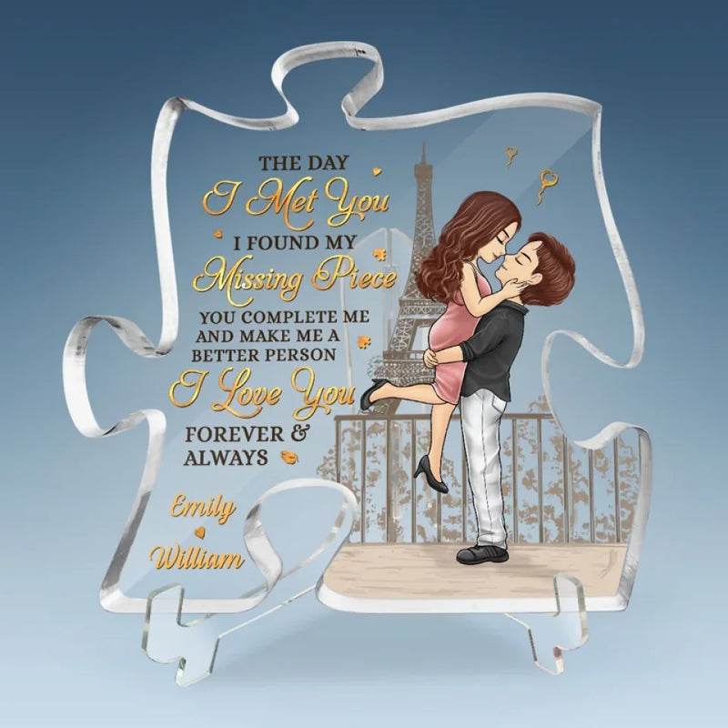 Thank You For Being Such An Important Piece Of My Life - Couple Personalized Custom Puzzle Shaped Acrylic Plaque - Gift For Husband Wife, Anniversary