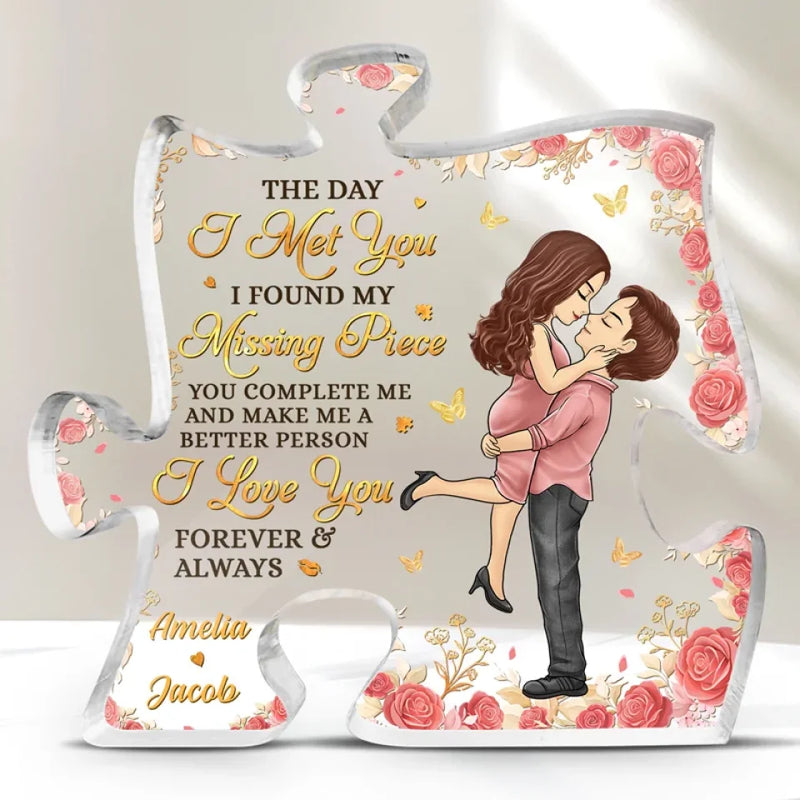 I Love You Forever And Always - Couple Personalized Custom Puzzle Shaped Acrylic Plaque - Christmas Gift For Husband Wife, Anniversary