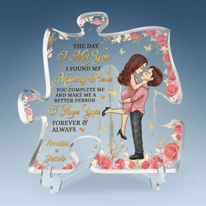 I Love You Forever And Always - Couple Personalized Custom Puzzle Shaped Acrylic Plaque - Christmas Gift For Husband Wife, Anniversary
