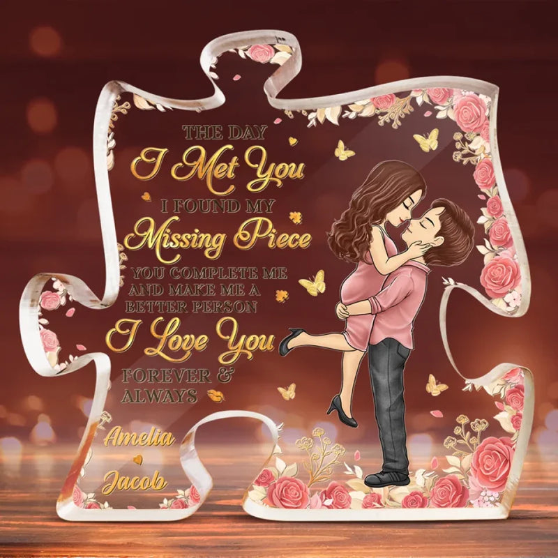 I Love You Forever And Always - Couple Personalized Custom Puzzle Shaped Acrylic Plaque - Christmas Gift For Husband Wife, Anniversary