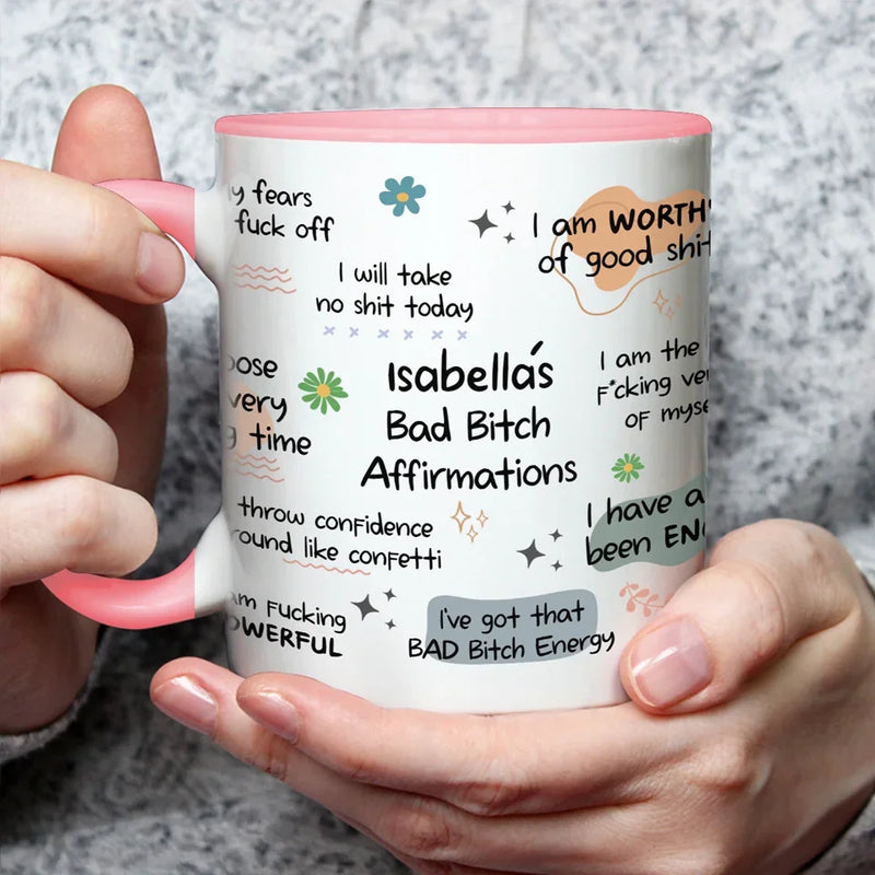 Custom Name Bad Bitch Affirmation Gifts for Women - Personalized Accent Mugs
