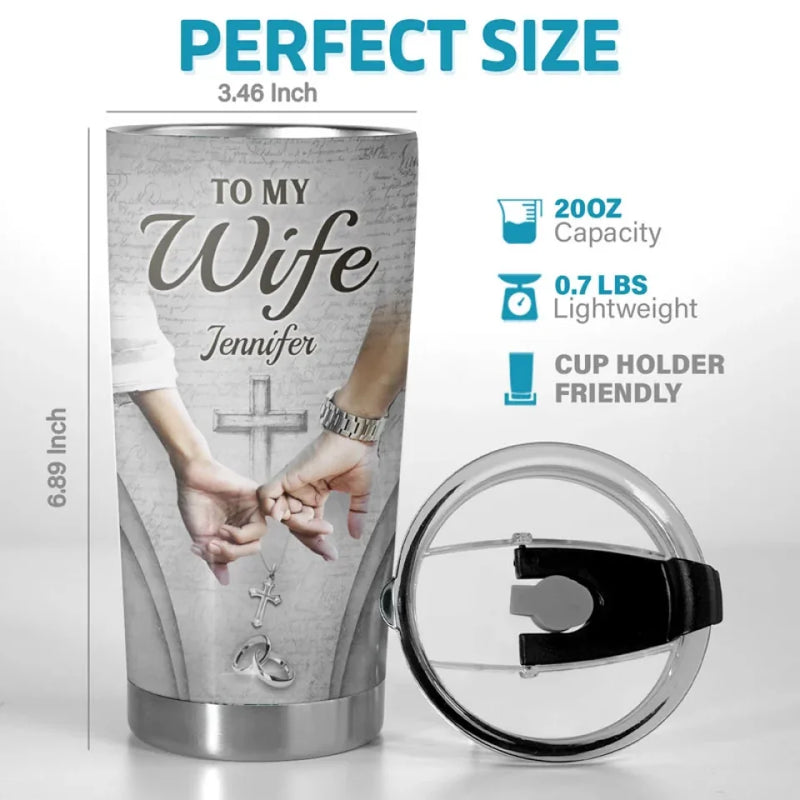In Your Grasp, I Feel Peace And Promise - Couple Personalized Custom Tumbler - Christmas Gift For Husband Wife, Anniversary
