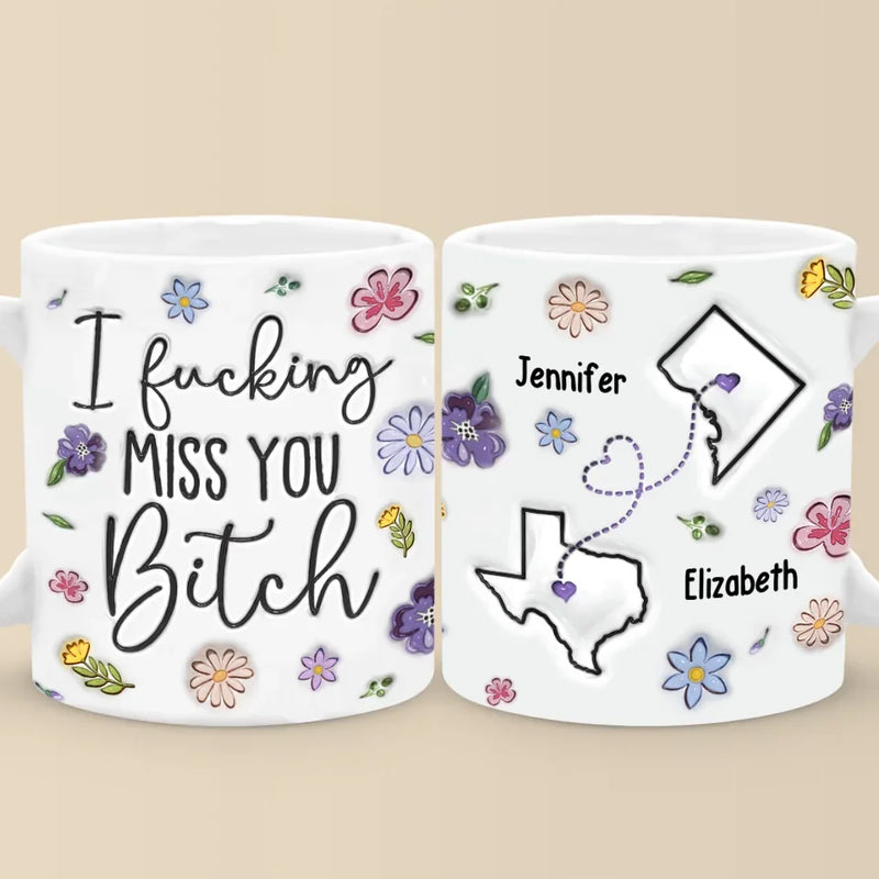 True Friendship Doesn’t Fade With Distance - Bestie Personalized Custom 3D Inflated Effect Printed Mug - Christmas Gift For Best Friends, BFF, Sisters