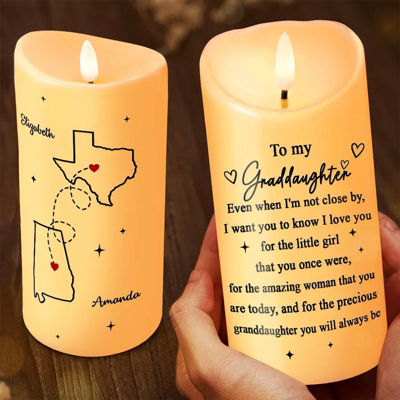 Custom Name Granddaughter Love Gifts - Personalized LED Candle