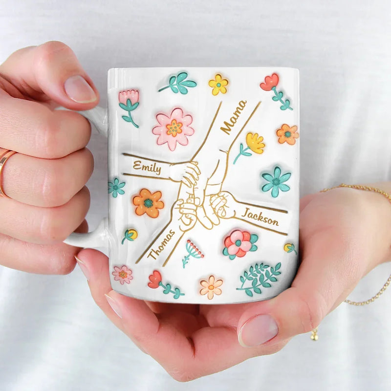 Custom Name Family Handprint Gifts for Mom - Personalized Mugs