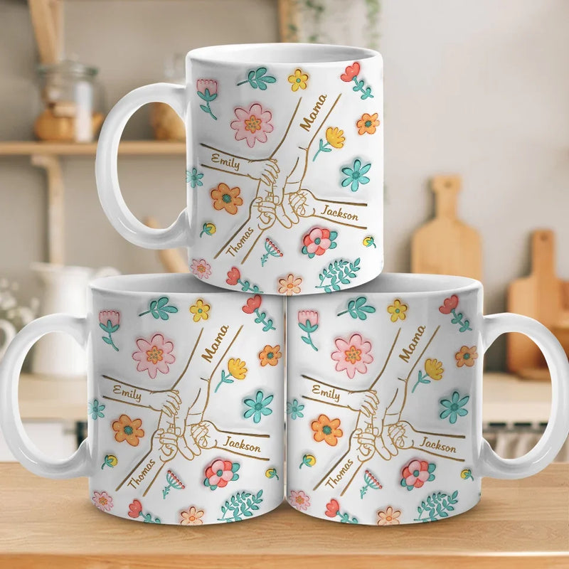 Custom Name Family Handprint Gifts for Mom - Personalized Mugs