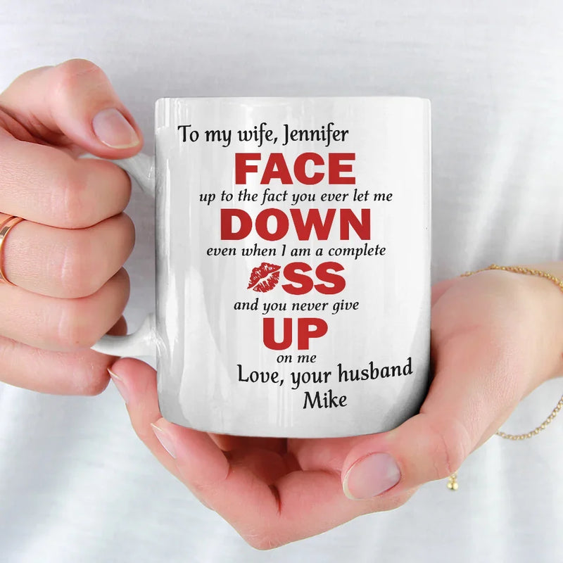 You Never Give Up On Me - Couple Personalized Custom Mug - Christmas Gift For Husband Wife, Anniversary
