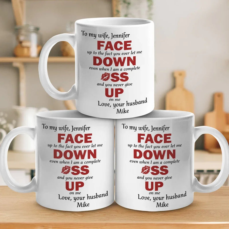 You Never Give Up On Me - Couple Personalized Custom Mug - Christmas Gift For Husband Wife, Anniversary
