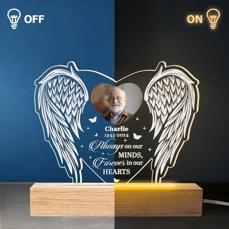 Custom Photo Memorial Angel Wings Decor - Personalized Acrylic LED Light