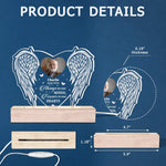Custom Photo Memorial Angel Wings Decor - Personalized Acrylic LED Light
